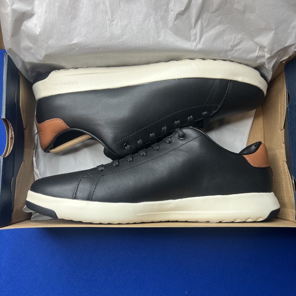 Cole Haan Mens Size 8-W Grandpro Fashion Tennis Sneaker Blk/British Tan C23877 - Picture 1 of 10